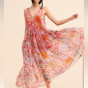 Free People Julianna Maxi Dress in Red, Size Small